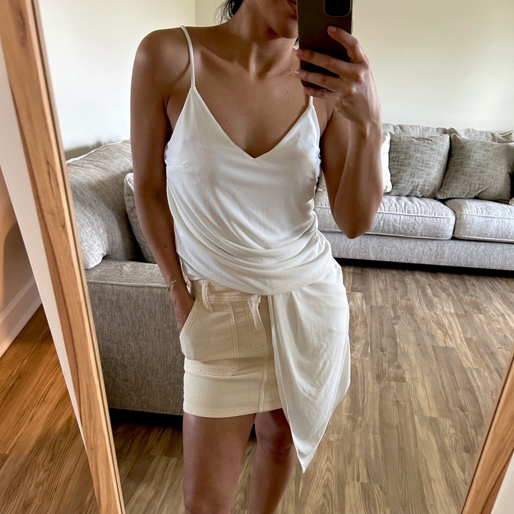 Express white tank top S minimalist top asymmetrical blouse